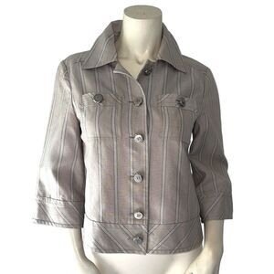 Escada Tan 3/4 Sleeves Button Down Lightweight Cotton Jacket Blazer. Size 34.